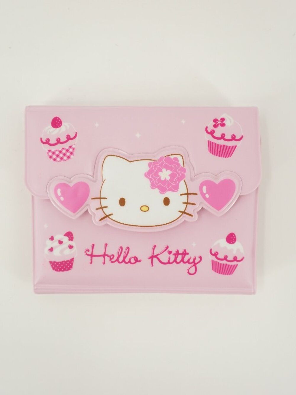 Vintage Sanrio Hello Kitty Tri-Fold Wallet 2011 Pink Cupcake